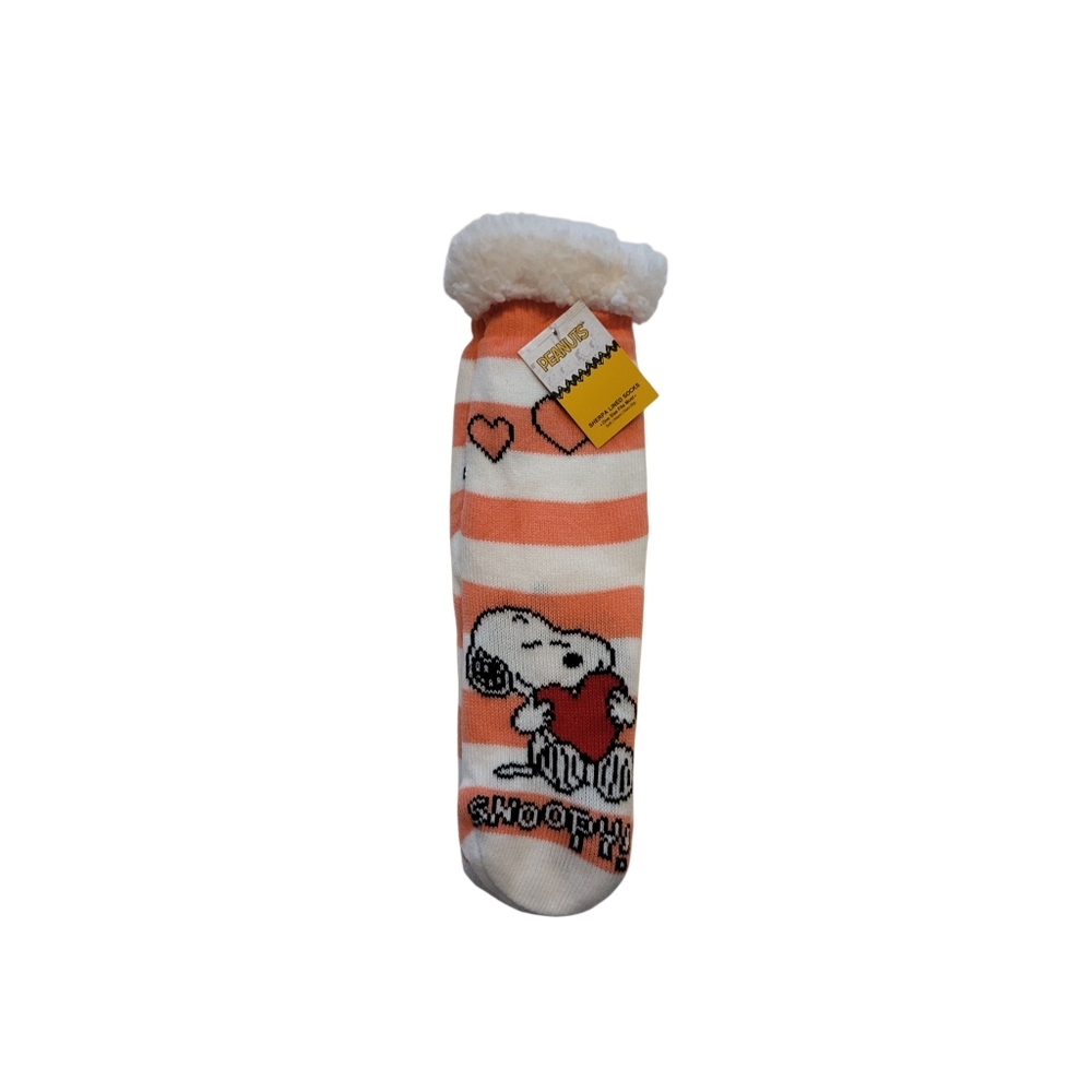 NEW Women's Peanuts Snoopy Striped Sherpa Lined Cozy Socks - One Size Fits Most